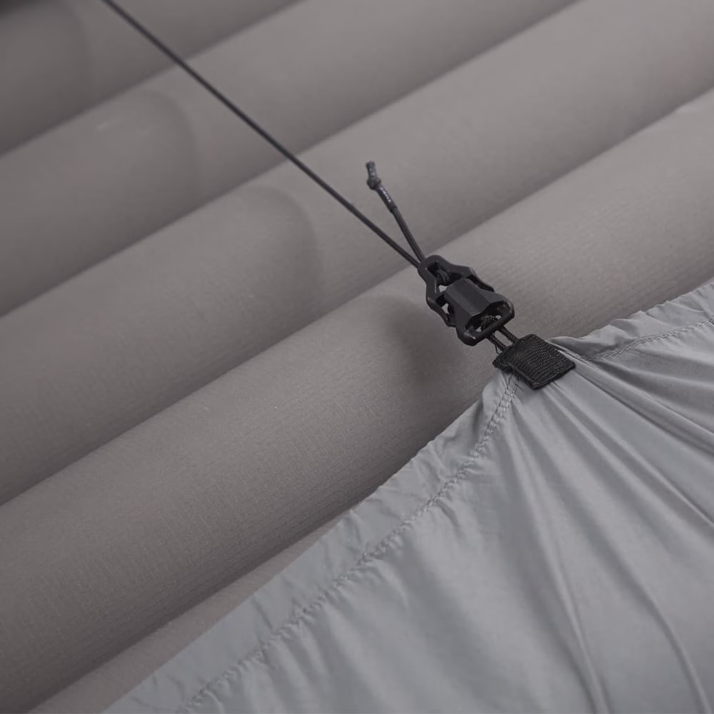 ROCK FRONT 450 Pro Ultralight down backpacking quilt system, mat sheet fastening